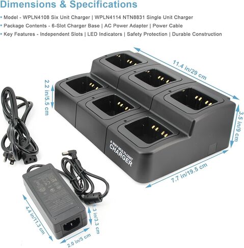 شاحن وحدة WPLN4108 NTN8831 WPLN4114 NO-IMPRES مناسب لموتورولا XTS1500 XTS2500 XTS5000 XTS3000 XTS3500 PR1500 HT1000 MT2000 راديو، NTN9858 NTN8923 شاحن بطارية متعدد الوحدات in Kuwait