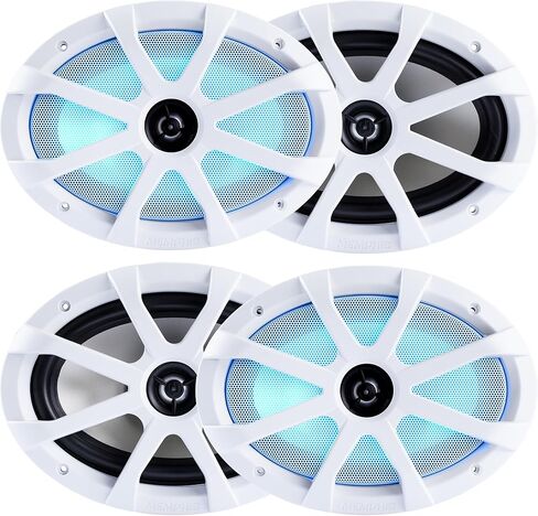 Memphis 6x9 LED Marine Coaxial Speakers - 2 Pair (4 Units) - OEM Bulk Pack MXA69L with White Grilles in Saudi Arabia