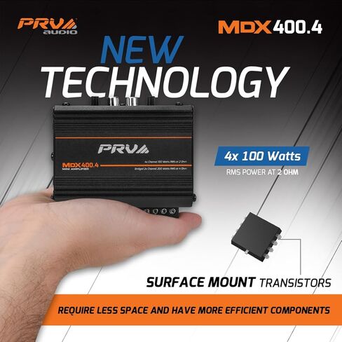 مضخم صوت السيارة PRV Audio MDX400.4 2 أوم صغير 4 قنوات 4 × 100 واط RMS عند 2 أوم - ستيريو مدمج 400 × 4 أمبير، 400 واط RMS، قناتين قابلتين للتوصيل، نطاق كامل متعدد القنوات in Saudi Arabia
