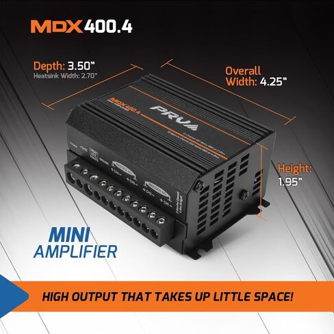 مضخم صوت السيارة PRV Audio MDX400.4 2 أوم صغير 4 قنوات 4 × 100 واط RMS عند 2 أوم - ستيريو مدمج 400 × 4 أمبير، 400 واط RMS، قناتين قابلتين للتوصيل، نطاق كامل متعدد القنوات in Saudi Arabia