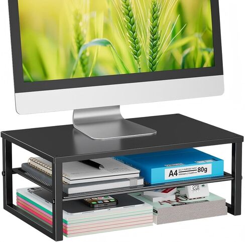 Ekisemio 2-Tier Computer Monitor Stand Riser, Desk Organizer for Monitor, Black in Kuwait