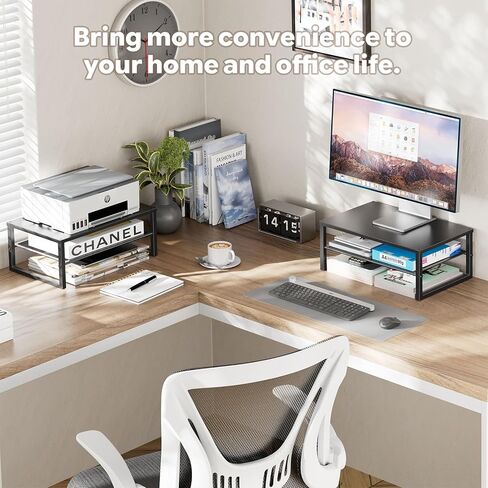 Ekisemio 2-Tier Computer Monitor Stand Riser, Desk Organizer for Monitor, Black in Kuwait