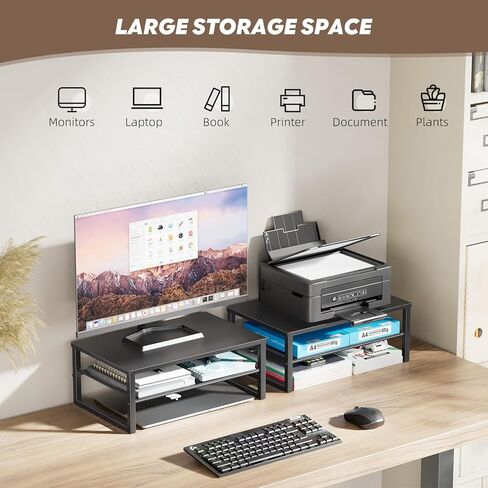 Ekisemio 2-Tier Computer Monitor Stand Riser, Desk Organizer for Monitor, Black in Kuwait