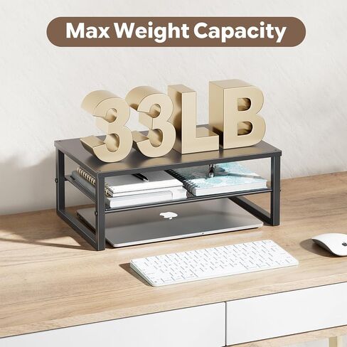 Ekisemio 2-Tier Computer Monitor Stand Riser, Desk Organizer for Monitor, Black in Kuwait