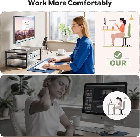 Ekisemio 2-Tier Computer Monitor Stand Riser, Desk Organizer for Monitor, Black in Kuwait