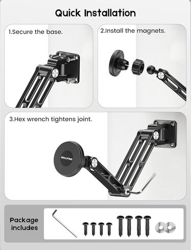 OHLPRO Magnetic Tablet Wall Mount, iPad Wall Mount Holder with 360° Rotating 2-Stage Foldable Aluminum Arm, MagSafe Compatible for Phones and Tablets, for Kitchen, Gym, Office, Home in Saudi Arabia