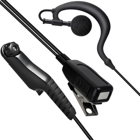 HYS Soft Rubber Earhook Headset with Microphone for Motorola N70, N50, N30, R7, ION and MXP600, G-Shape Swivel Earpiece Audio Kit with Heavy-Duty PTT for Police, Security Use in Saudi Arabia