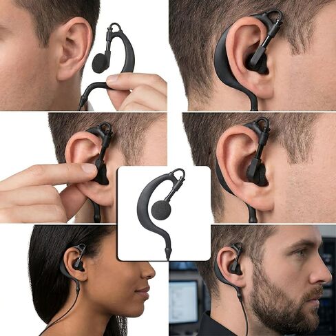 HYS Soft Rubber Earhook Headset with Microphone for Motorola N70, N50, N30, R7, ION and MXP600, G-Shape Swivel Earpiece Audio Kit with Heavy-Duty PTT for Police, Security Use in Saudi Arabia