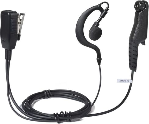 HYS Soft Rubber Earhook Headset with Microphone for Motorola N70, N50, N30, R7, ION and MXP600, G-Shape Swivel Earpiece Audio Kit with Heavy-Duty PTT for Police, Security Use in Saudi Arabia