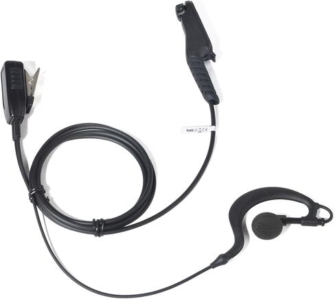 HYS Soft Rubber Earhook Headset with Microphone for Motorola N70, N50, N30, R7, ION and MXP600, G-Shape Swivel Earpiece Audio Kit with Heavy-Duty PTT for Police, Security Use in Saudi Arabia