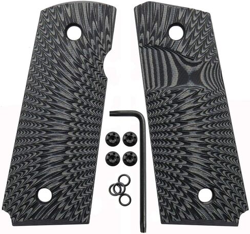 Cool Hand 1911 G10 Grips, Compact/Officer, Black Grips Screws Included, Big Scoop, 3/16" Thin, OPS Texture, These Grips Only Work with Short Bushings in Saudi Arabia