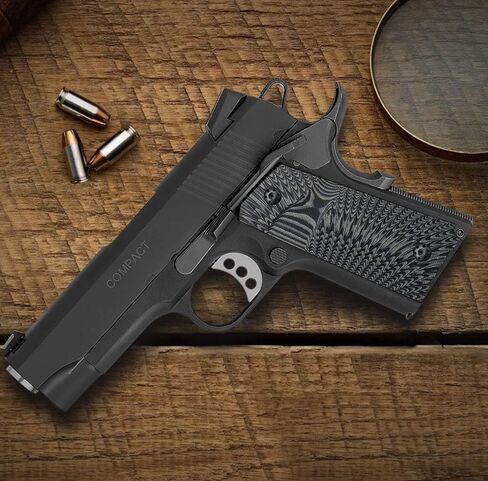Cool Hand 1911 G10 Grips, Compact/Officer, Black Grips Screws Included, Big Scoop, 3/16" Thin, OPS Texture, These Grips Only Work with Short Bushings in Saudi Arabia