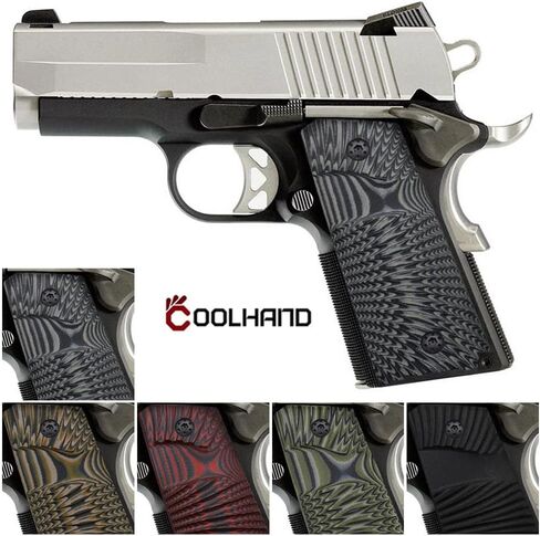 Cool Hand 1911 G10 Grips, Compact/Officer, Black Grips Screws Included, Big Scoop, 3/16" Thin, OPS Texture, These Grips Only Work with Short Bushings in Saudi Arabia