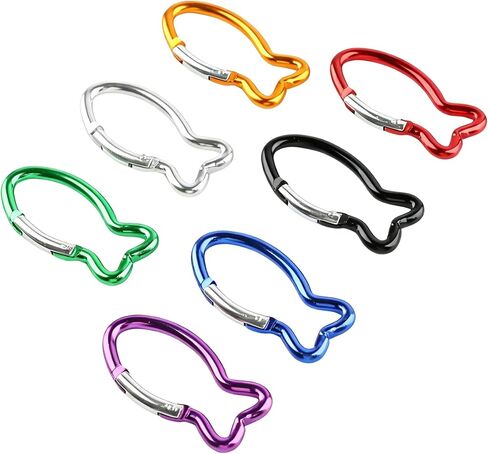 7Pcs Cute Fish Shape Carabiner Clips, 2.4inch Colorful Mini Aluminum Alloy Spring Keychain Key Ring in Saudi Arabia