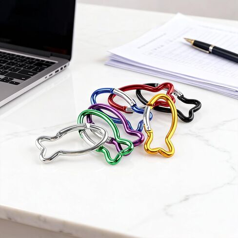 7Pcs Cute Fish Shape Carabiner Clips, 2.4inch Colorful Mini Aluminum Alloy Spring Keychain Key Ring in Saudi Arabia