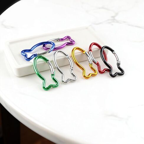 7Pcs Cute Fish Shape Carabiner Clips, 2.4inch Colorful Mini Aluminum Alloy Spring Keychain Key Ring in Saudi Arabia
