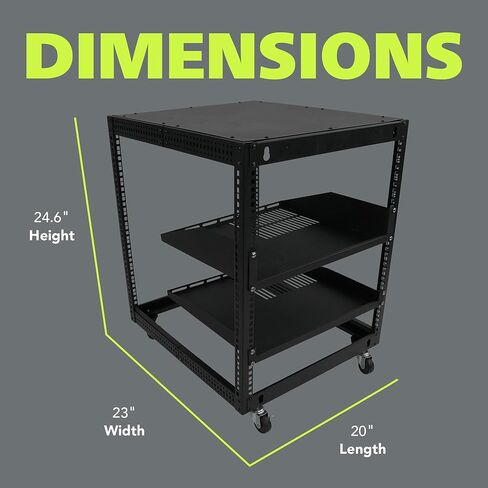 Pearington 12U Open Frame Server Rack, 23''-40'' Adjustable Depth, Free Standing or Wall Mount, 4 Post AV Rack with Casters, Holds Networking IT Equipment AV Gear Router Modem in Saudi Arabia