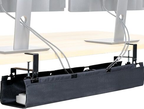 VIVO Clamp-on Under Desk 31 inch Fabric Cable Management Tray, Wire Concealer, Power Strip Storage, Workspace Organization, Easy Fold Down Access, Black, DESK-AC31F-C in Saudi Arabia