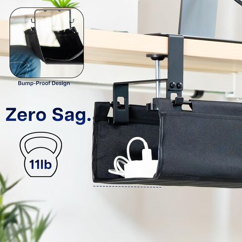 VIVO Clamp-on Under Desk 31 inch Fabric Cable Management Tray, Wire Concealer, Power Strip Storage, Workspace Organization, Easy Fold Down Access, Black, DESK-AC31F-C in Saudi Arabia