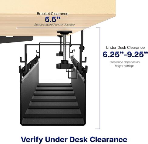 VIVO Clamp-on Under Desk 31 inch Fabric Cable Management Tray, Wire Concealer, Power Strip Storage, Workspace Organization, Easy Fold Down Access, Black, DESK-AC31F-C in Saudi Arabia