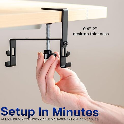 VIVO Clamp-on Under Desk 31 inch Fabric Cable Management Tray, Wire Concealer, Power Strip Storage, Workspace Organization, Easy Fold Down Access, Black, DESK-AC31F-C in Saudi Arabia