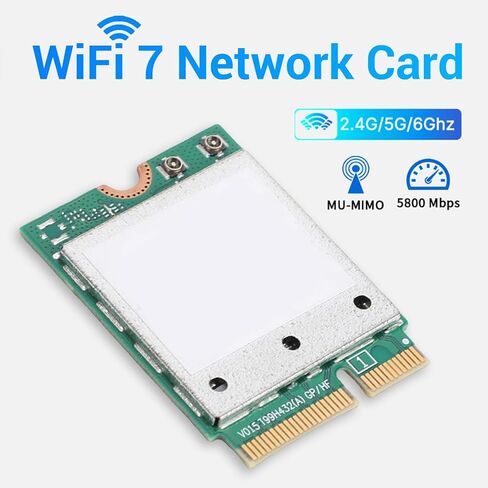 EBTOOLS WiFi 7 M.2 Network Card, Triple Band 2.4GHz 5GHz 6GHz 5.8Gbps Wireless Adapter with 2x2 External Antennas and 4K QAM, for 11 Laptops with M. Slots in Saudi Arabia