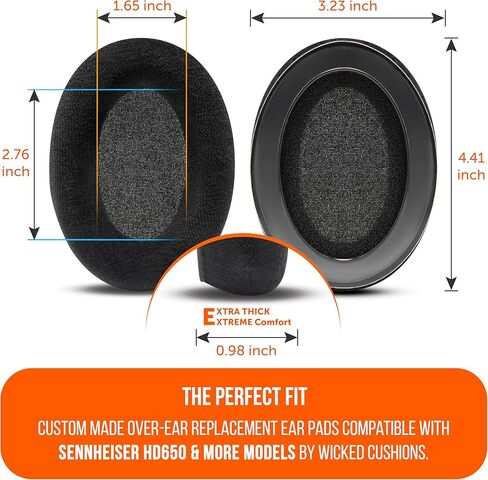 WC StealthZ HD6XX – Upgraded Earpads Compatible with Sennheiser HD6-Series Headphones by Wicked Cushions & GadgetryTech | Enhanced Sound Precision & Comfort | Black in Saudi Arabia