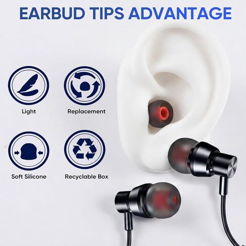 54Pcs Silicone Earbud Replacement Tips, S/M/L Ear Bud Tips, Rubber Earbud Covers Compatible with Most Earphones (Inner Hole 3.8mm-5.1mm) in Kuwait