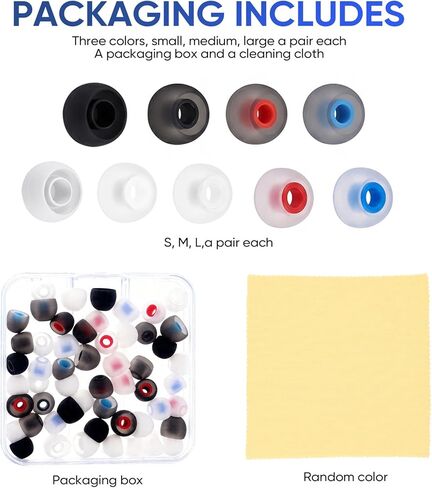 54Pcs Silicone Earbud Replacement Tips, S/M/L Ear Bud Tips, Rubber Earbud Covers Compatible with Most Earphones (Inner Hole 3.8mm-5.1mm) in Kuwait