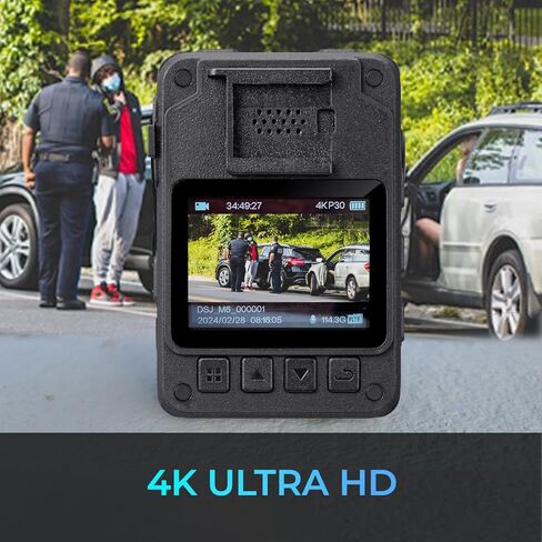 كاميرا الجسم Aegis 400 4K فائقة الدقة مع عدسة زاوية واسعة 140 درجة وذاكرة مدمجة 128 جيجا بايت وتسجيل لمدة 10 ساعات ونظام تحديد المواقع واي فاي رؤية ليلية IP67 مقاومة للماء وشاشة LCD 2 بوصة in Kuwait