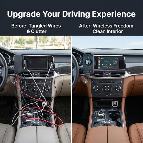 محول CarPlay اللاسلكي، 2 في 1 Mini CarPlay ومحول Android Auto اللاسلكي، التوصيل والتشغيل، الاتصال التلقائي، ملحقات السيارة، دونجل تشغيل السيارة متوافق مع iPhone وAndroid in Kuwait