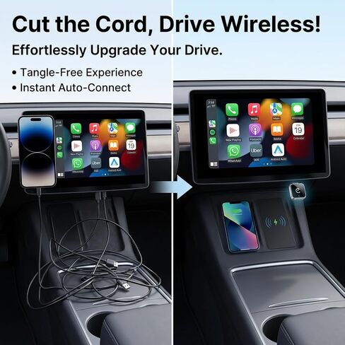 محول CarPlay اللاسلكي، 2 في 1 Mini CarPlay ومحول Android Auto اللاسلكي، التوصيل والتشغيل، الاتصال التلقائي، ملحقات السيارة، دونجل تشغيل السيارة متوافق مع iPhone وAndroid in Kuwait