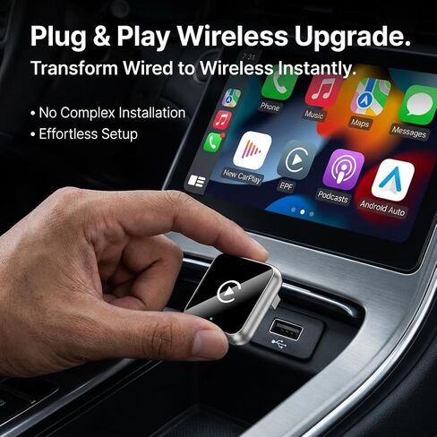 محول CarPlay اللاسلكي، 2 في 1 Mini CarPlay ومحول Android Auto اللاسلكي، التوصيل والتشغيل، الاتصال التلقائي، ملحقات السيارة، دونجل تشغيل السيارة متوافق مع iPhone وAndroid in Kuwait