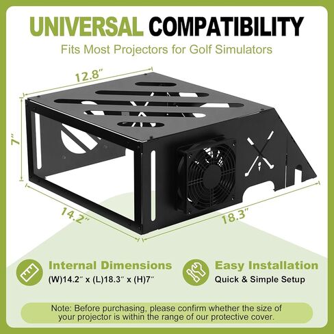 Golf Simulator Projector Cover, Heavy Duty Floor-Mounted Projector Enclosure with Cooling Fan& Artificial Turf-Total Protection for Your Golf Simulation in Kuwait