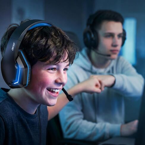 سماعة رأس سلكية للألعاب من آيسر لأجهزة PS5، وPS4، والكمبيوتر الشخصي، وXbox Series X|S، وSwitch، وسماعات رأس للألعاب مع ميكروفون عازل للضوضاء، وأضواء LED ومكبر صوت 50 مم، ومقبس 3.5 مم للألعاب، أسود in Kuwait