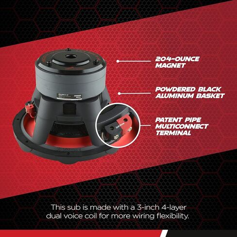 مضخم صوت مخروطي مركب ثلاثي المكدس مقاس 12 بوصة من Audiopipe (TXX-BDC3-12)، أداء فائق، قوة قصوى 1800 وات، ملف صوتي مزدوج BASV مقاس 3 بوصات، سلة من الألومنيوم، أطراف توصيل متعددة، 4 أوم مزدوج in Saudi Arabia
