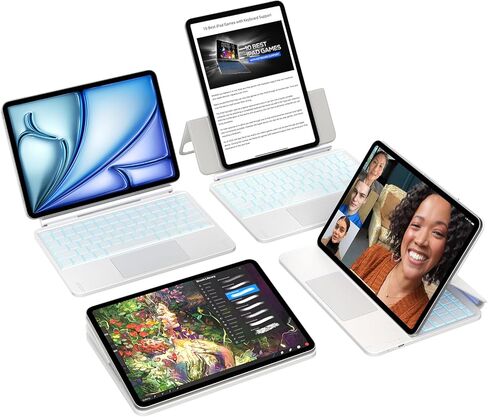 typecase Studio Keyboard Case for iPad Air 11" (M3/M2)&Pro 11" (4th/3rd/2nd/1st Gen)& Air 10.9" 5th/4th Gen-Trackpad, Multi-angle iPad Keyboard for Type,View,Sketch and Read, Compact & Portable, White in Kuwait