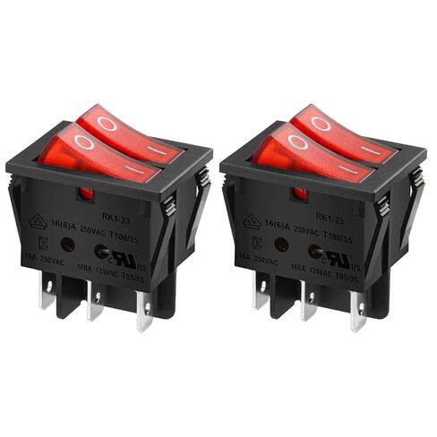 Heschen مفتاح الروك المزدوج SPST ON-Off 6 محطات الضوء الأحمر 16A 250VAC 2Pack in Kuwait