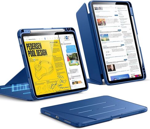 ESR لجهاز iPad Air 11 بوصة حافظة M4/M3/M2 (2026/2025/2024)، حافظة iPad Air الجيل الخامس/الرابع (2022/2020)، غطاء حامل رأسي، زوايا حامل متعددة، غطاء فائق الثبات مع حامل أقلام، سلسلة قلاب، أسود in Saudi Arabia
