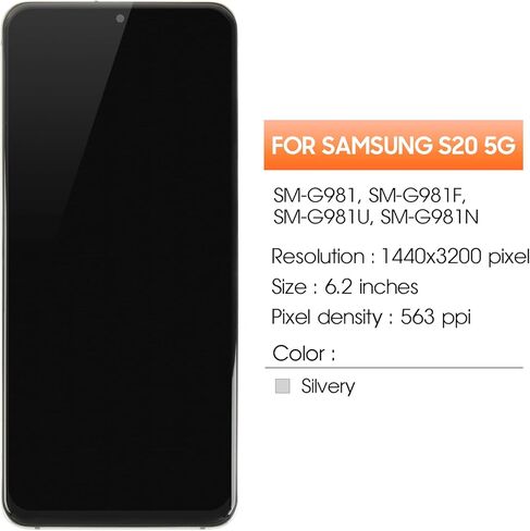 INCELL for Samsung Galaxy S20 5G Screen Replacement S20 5G LCD Display G981 SM-G981F SM-G981U LCD Digitizer Screen Touch Gray with Frame (Not for 4G)(No Fingerprint Function) in Saudi Arabia