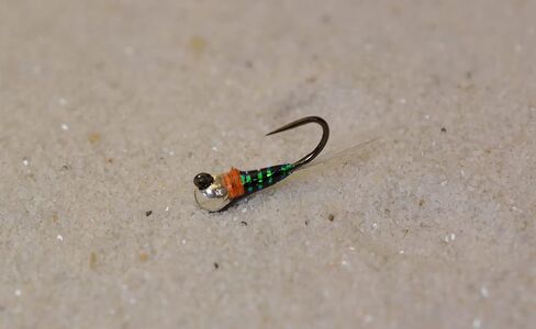 Tungsten Orange, Black & Pearl Perdigon Jig Head Fly - Euro Nymph Tied on Hanak Hook - 6ct Packs in Saudi Arabia