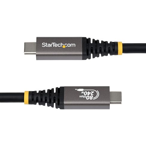 StarTech.com 1.5m (5ft) USB4 Cable, 80Gbps, USB-IF Certified USB-C Cable, 240W, 8K 120Hz/4K 240Hz DP2.1, Thunderbolt 4 Compatible, Black (CC150CM80GUSB4CABLE) in Saudi Arabia