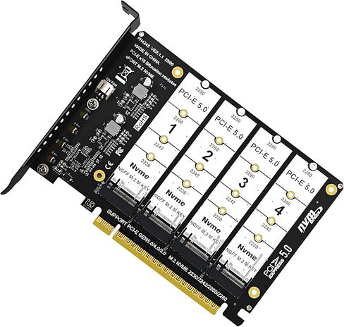 Virtual Raid NGFF 4X NVME M.2 NGFF SSD إلى التشعب القابل للفصل PCIE Express 5.0 Gen5 Gen4 X16 بطاقة Raid VROC Raid0 Hyper محول in Saudi Arabia