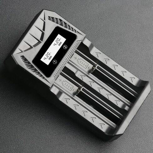 Smart LCD USB Charger, Compatible with 18650 4.2V Rechargeable Lithium Batteries, Supports 1/2/4 Slots, and Compatible with 1.2V NiMH AA/AAA Batteries in Saudi Arabia