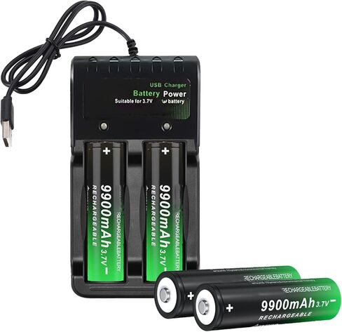 2 Pcs CW18650 Rechargeable Battery Charger with Lithium Polymer Batteries for Ni-MH Battery, USB-C Fast Charging in Saudi Arabia