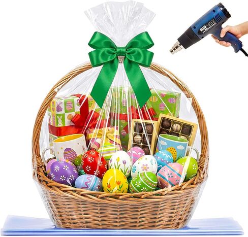 LazyMe Extra Large Jumbo Shrink Wrap Bags Cellophane Bags for Gift Baskets - 37x45 Inch Easter Basket Bags (5 pcs, XXL) in Saudi Arabia