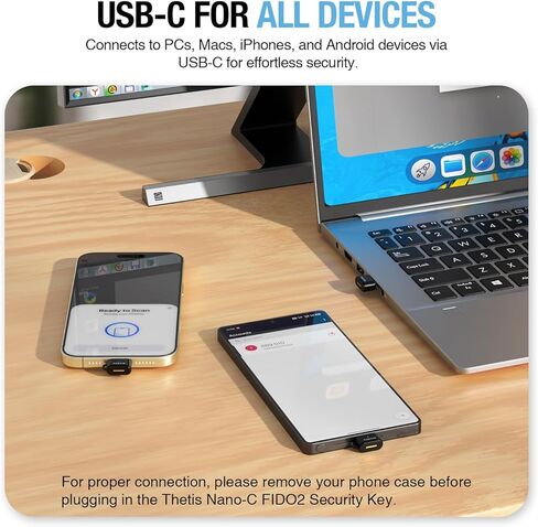 Thetis Nano-C for Business - USB C FIDO2 Security Key L1 MFA & Passkey Access for School ERP, Employee Online Account, Compatible with Coinbase Google Workspace Apple ID Window Salesfore - 2 Pack in Saudi Arabia