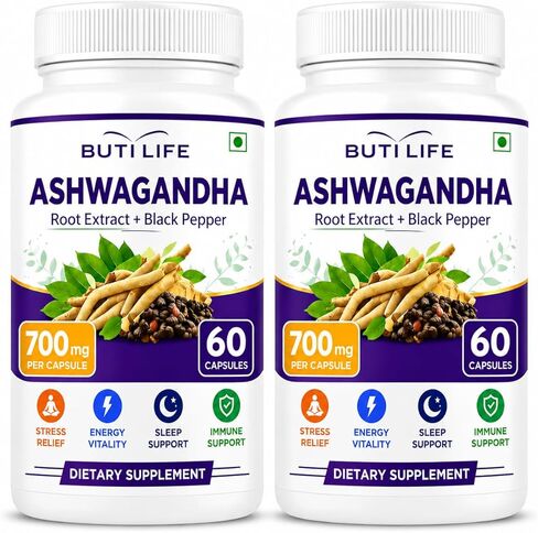 Ashwagandha Capsules 700mg – Ashwagandha Root Extract Herbal Adaptogen Supplement – Vegetarian, Non-GMO & Gluten Free – 120 Veg Capsules in Saudi Arabia
