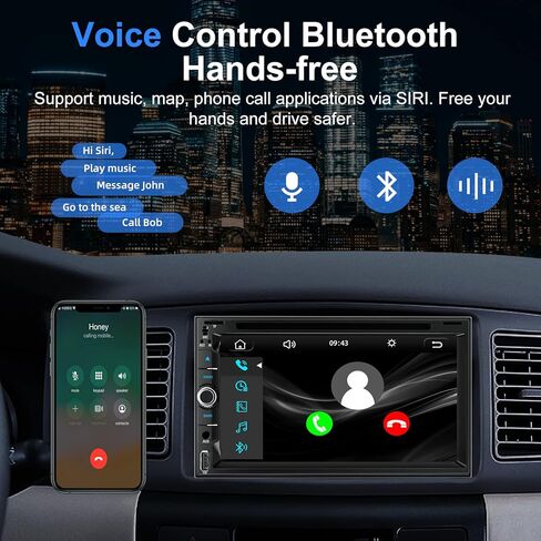 ستيريو راديو سيارة مزدوج الدين مع شاشة لمس 7 بوصة، يدعم مشغل CD/DVD، تشغيل CarPlay لاسلكي وسلكي/Android Auto، بلوتوث 5.2، كاميرا احتياطية متضمنة، USB/TF/AUX، راديو FM/AM، EQ in Saudi Arabia
