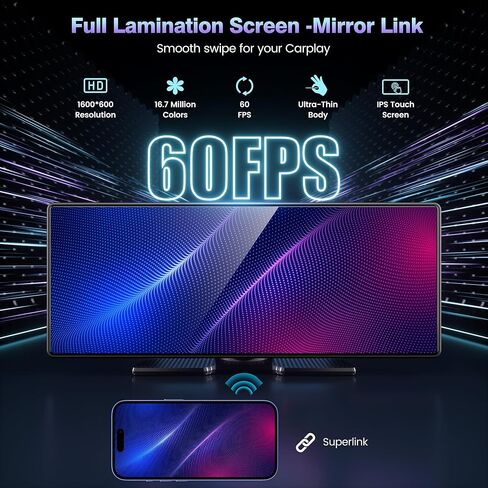 Carplay Screen for Car, 10.26'' Upgrade Wireless CarPlay & Android Auto Car Play Screen with 60PFS,1080P Backup Camera (with a Camera Bracket), GPS Navigation, Voice Control for All Vehicles in Saudi Arabia